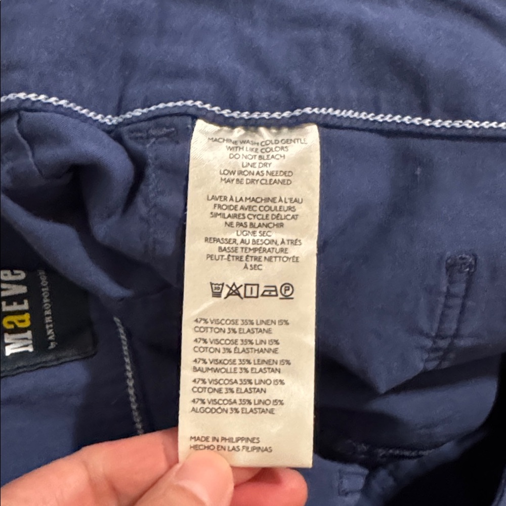 Anthropologie Maeve The Colette Magic Fabric Crop Wide-Leg Pants Blue Night-33 - Picture 9 of 10